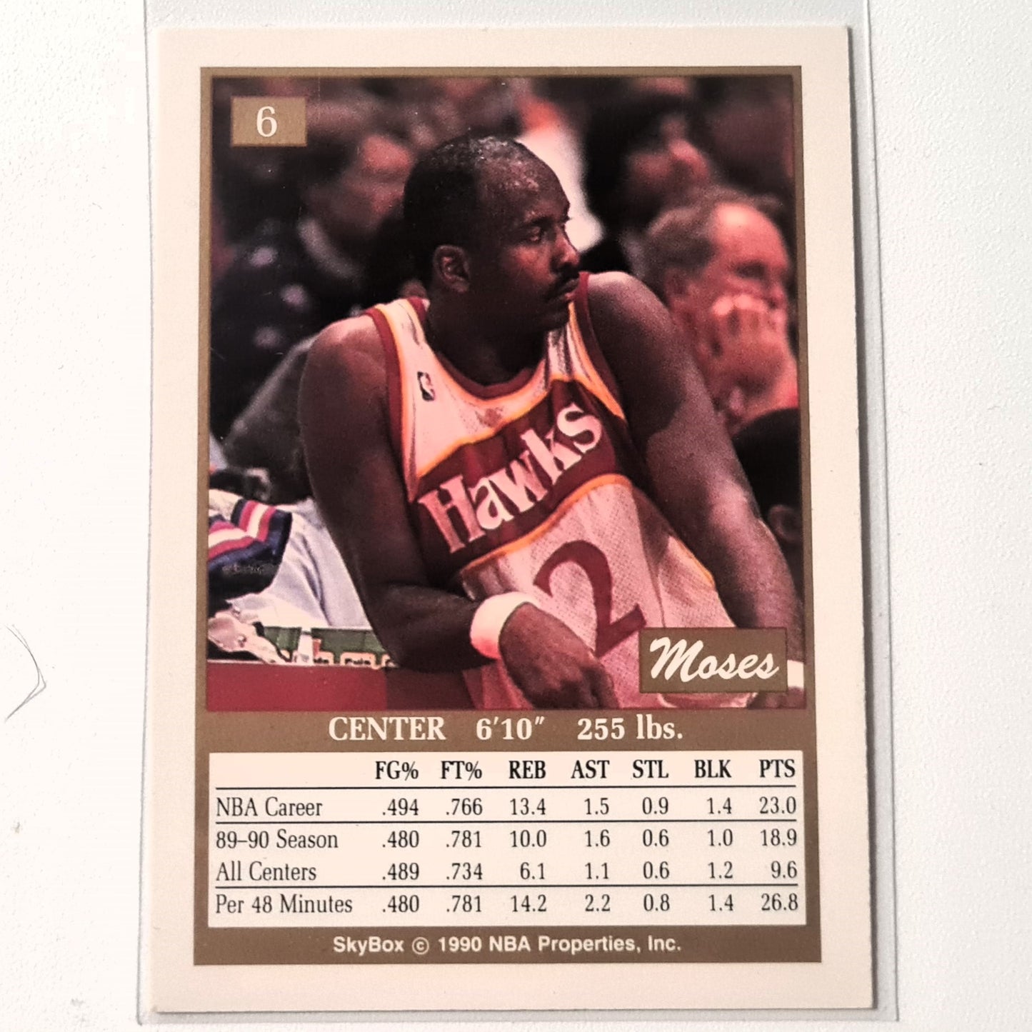 Moses Malone 1990 Skybox #6 NBA Basketball Atlanta Hawks Gute Ärmel