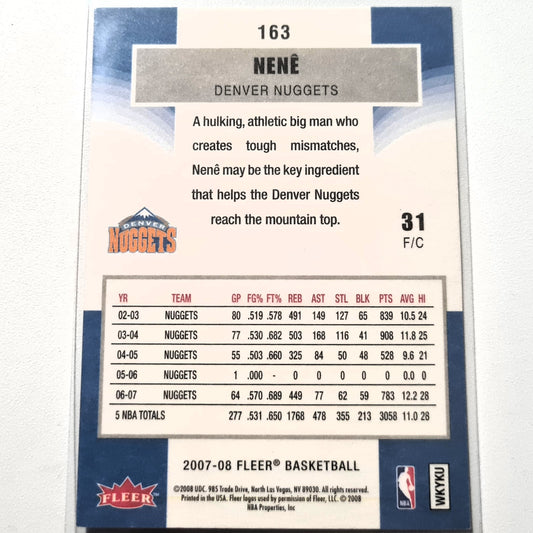 Nene 2007-08 Fleer #163 NBA Basketball Denver Nuggets Hervorragende Ärmel
