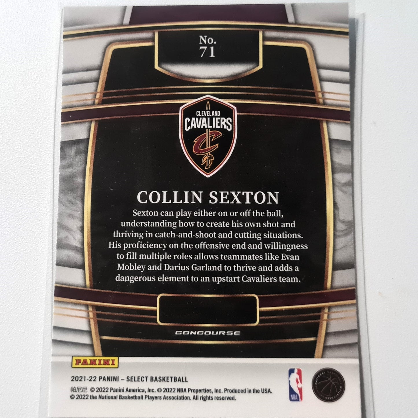 Colin Sexton 2021-22 Panini Select #71 NBA Basketball Cleveland Cavaliers Mint Sleeved