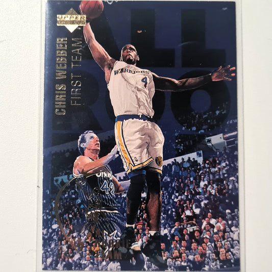 Chris Webber 1994 Upper Deck #1 all rookie first team NBA Basketball Golden State Warriors Good Sleeved