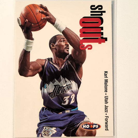 Karl Malone 1998 Skybox NBA Hoops 16 von 30SO Shout Outs Einsatz NBA Basketball Utah Jazz Ausgezeichnete Ärmel