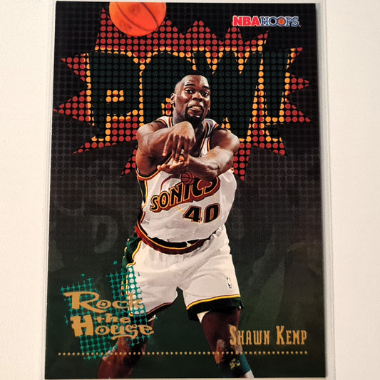 Shawn Kemp 1996 Skybox NBA Hoops #385 Rock the house insert NBA Basketball Seattle Super Sonics Excellent sleeved
