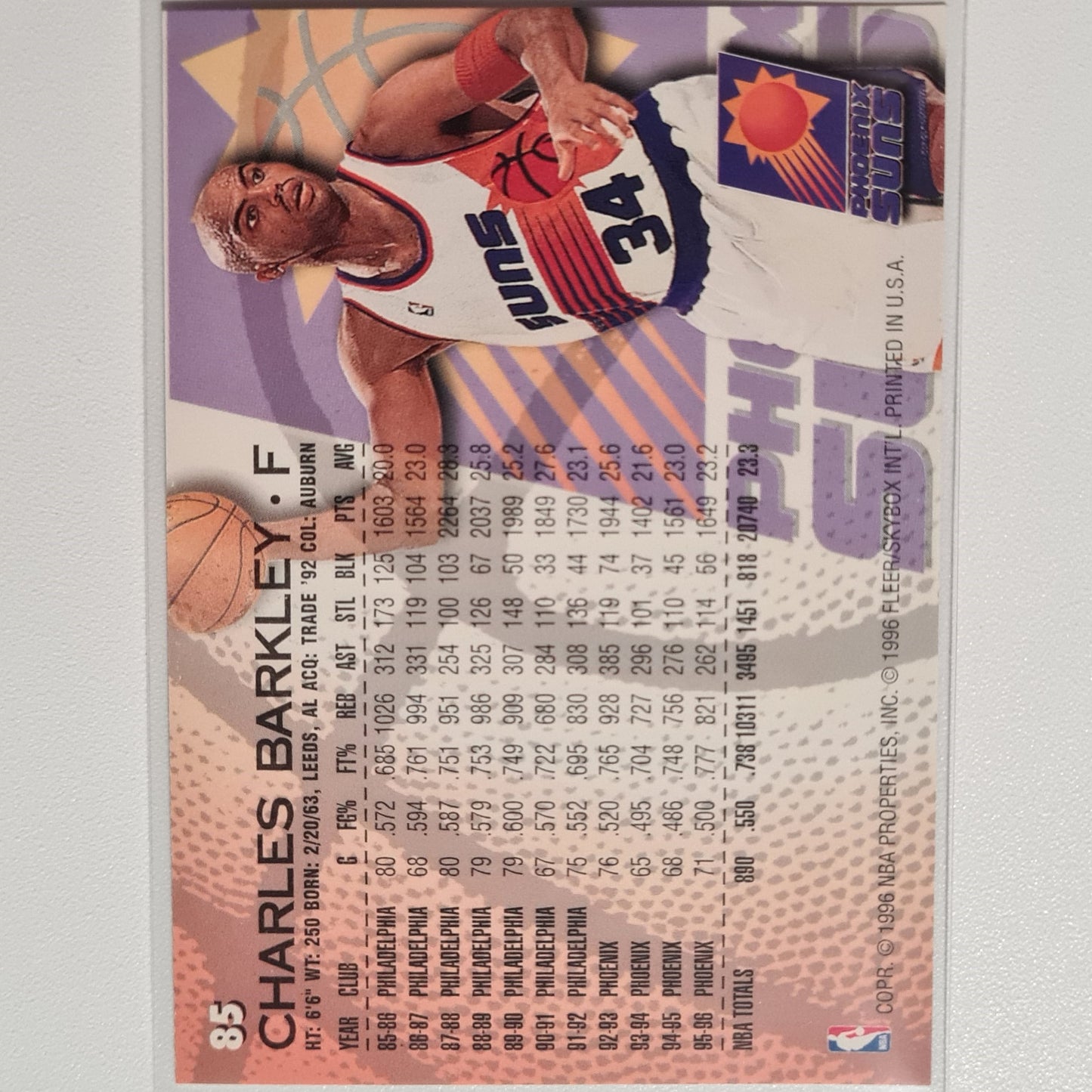 Charles Barkley 1996 Fleer 96–97 #85 NBA Basketball Phoenix Suns Ausgezeichnete Ärmel