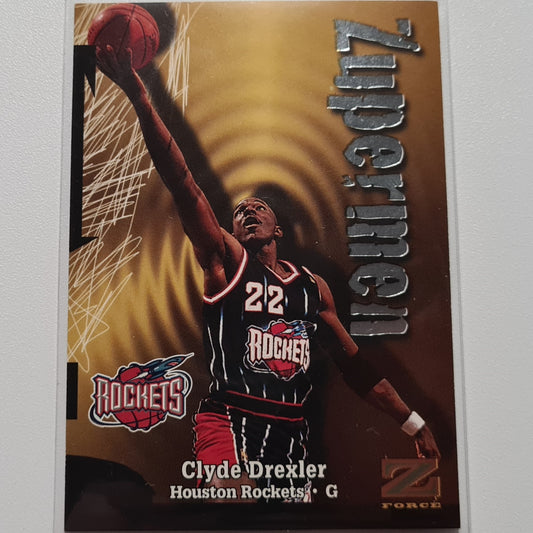 Clyde Drexler 1998 Skybox Z-Force Zupermen #194 NBA Basketball Houston Rockets Excellent Sleeved