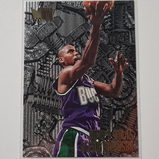 Glenn Robinson 1996 Fleer Metal 95-96 #218 Nuts &amp; Bolts NBA Basketball Milwaukee Bucks Excellent Sleeved