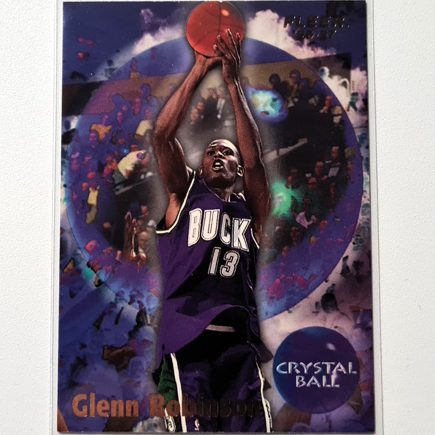 Glenn Robinson 1997 Fleer 96-97 #274 Crystal Ball NBA Basketball Milwaukee Bucks gut/sehr gut mit Ärmeln