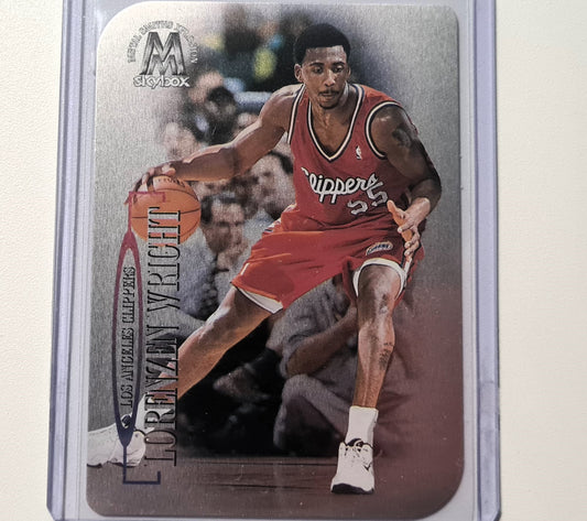 Lorenzen Wright 1999 Skybox Molten Metal Smiths Explosion gestanztes Metall #73 NBA Basketball LA Clippers mit Ärmeln