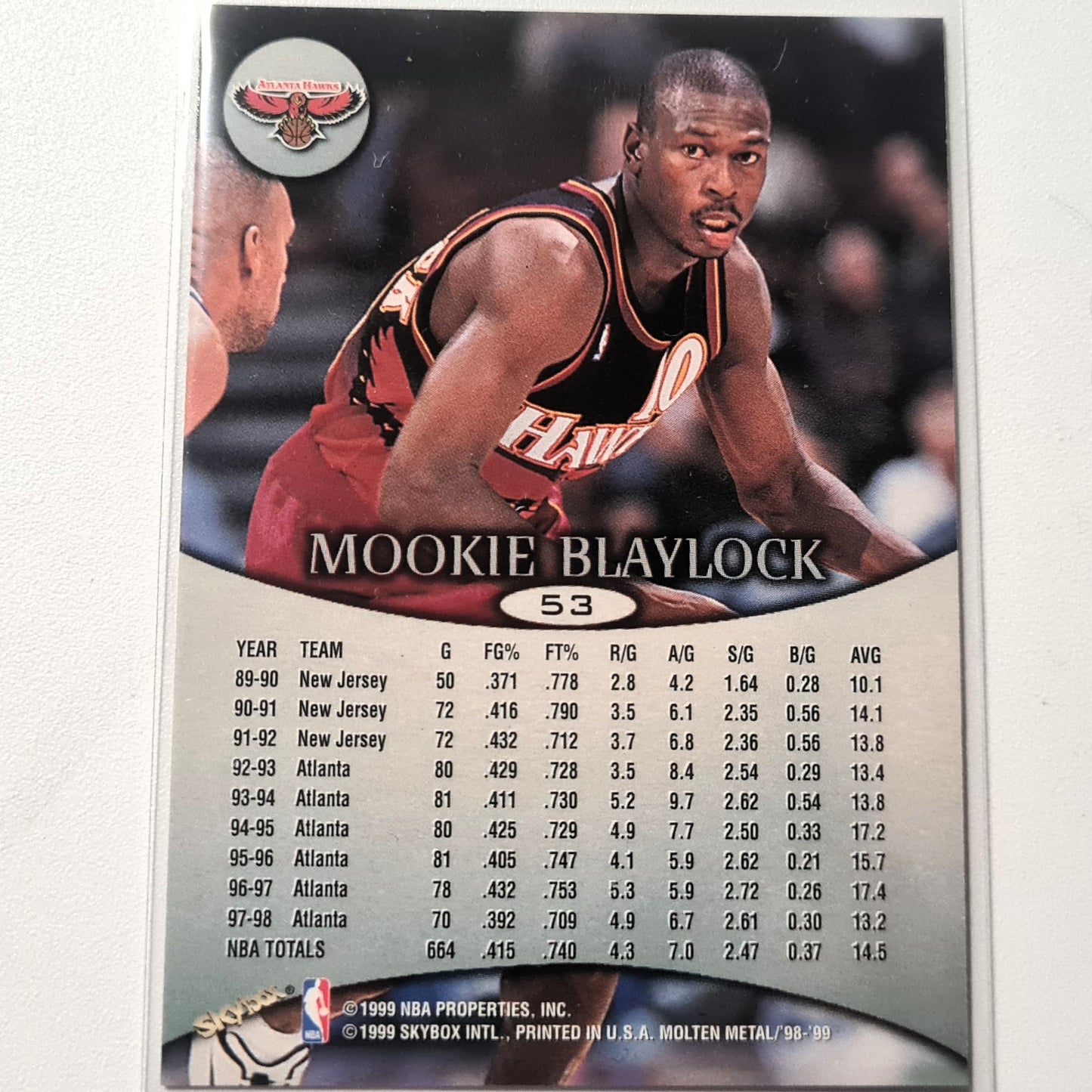 Mookie Blaylock 1999 Skybox Molten Metal Smiths #53 NBA Basketball Atlanta Hawks Ausgezeichnete Ärmel