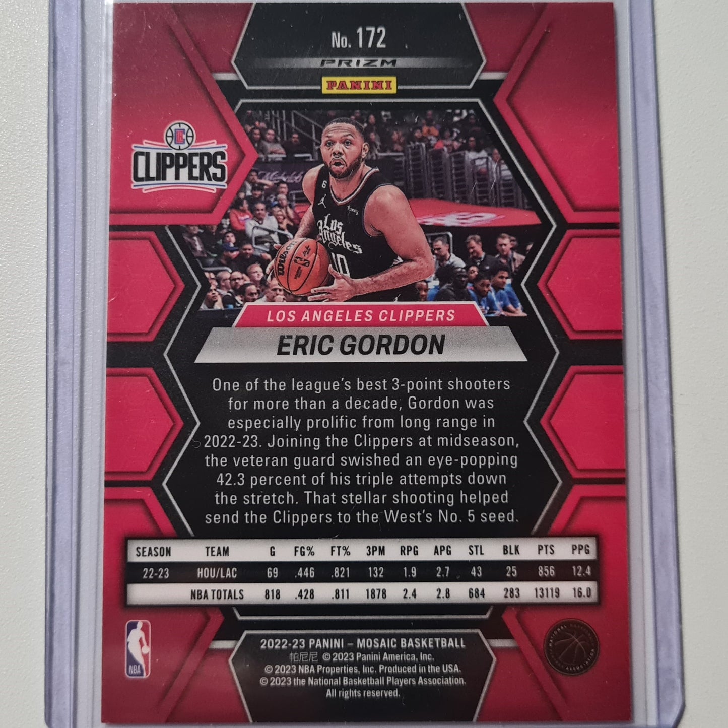 Eric Gordon 2022-23 Panini Mosaic red #172 NBA Basketball LA Clippers Mint Sleeved