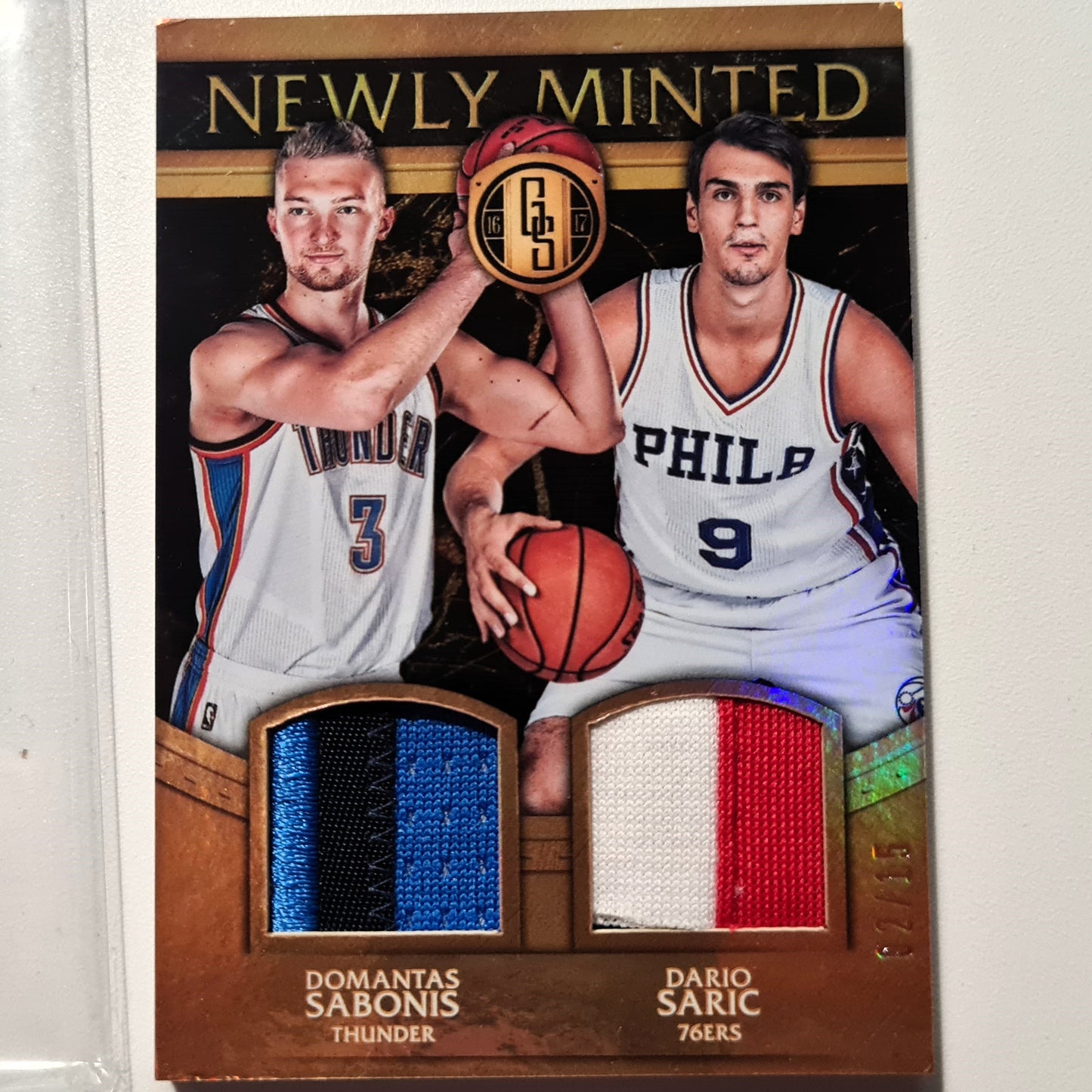 Domantas Sabonis Dario Saric 2016-17  Panini Gold Standard  Dual Rookie Patch #/15 good Sleeved