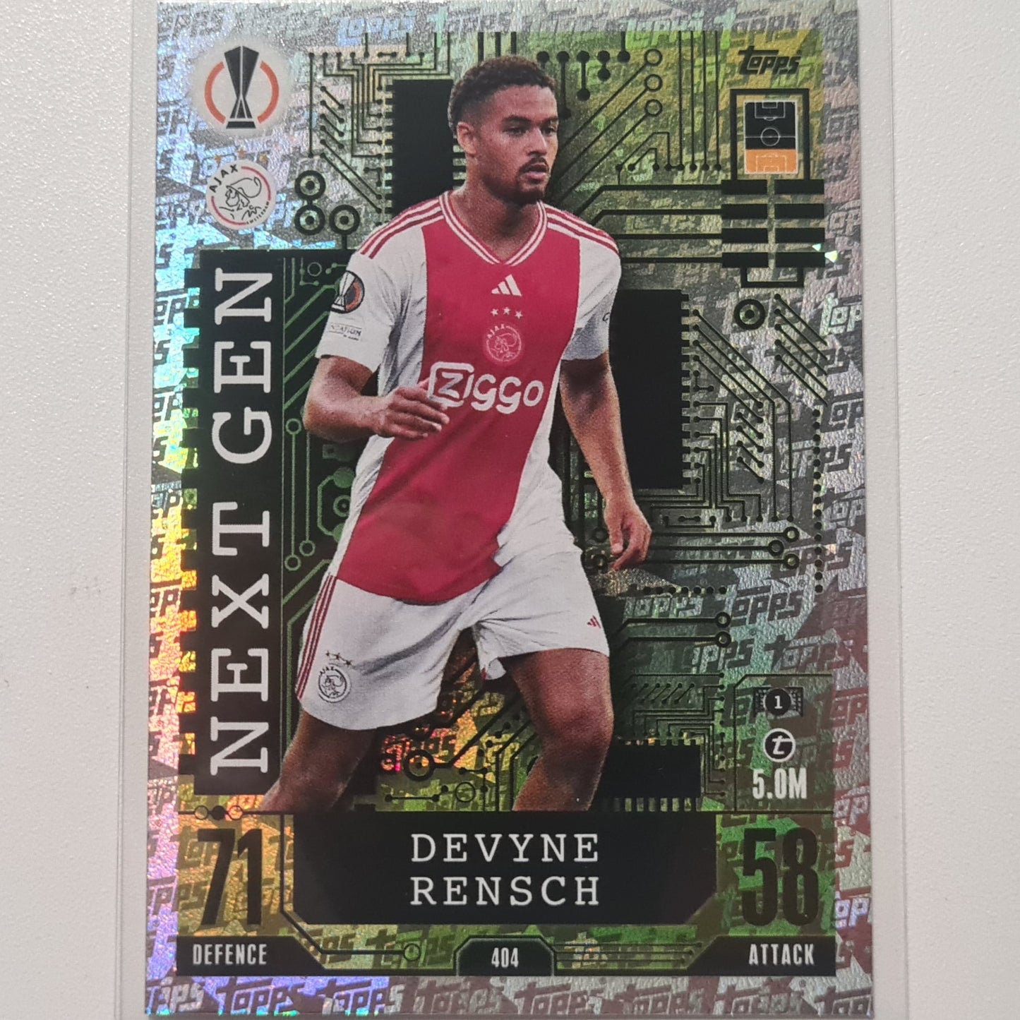 Devyne Rensch 2023/24 Topps Match Attax #404 Next Gen foil Soccer football AFC Ajax Mint sleeved