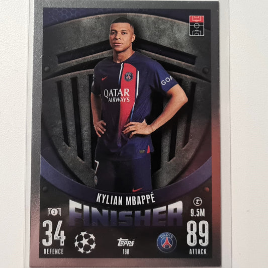 Kylian Mbappe 2023/24 Topps Match Attax #188 Finisher foil Soccer football Paris Saint-Germain Mint sleeved