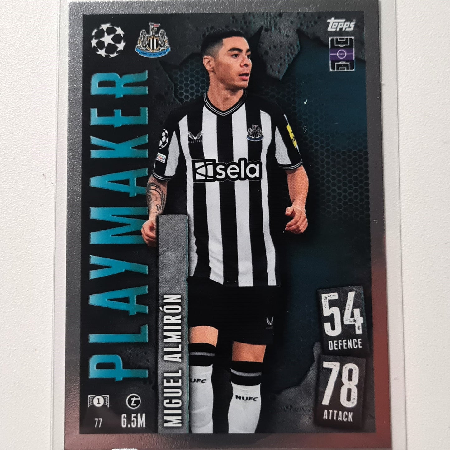 Miguel Almiron 2023/24 Topps Match Attax #77 Playmaker foil Soccer football Newcastle United Mint sleeved