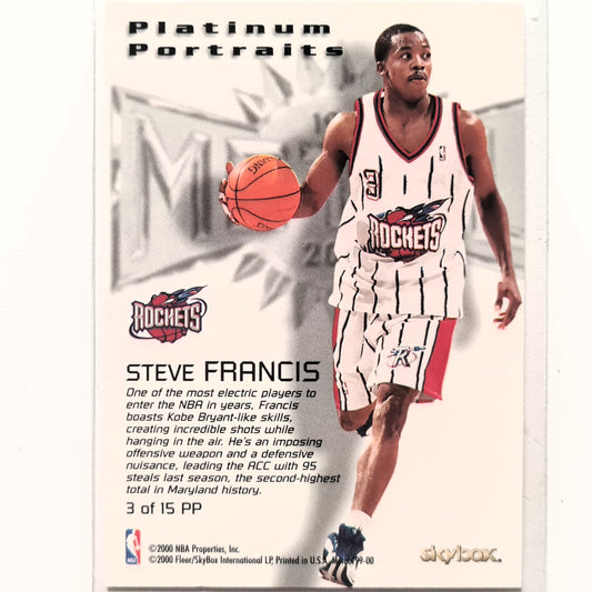 Steve Francis 2000 Skybox Metal Universe platinum portraits #3 PP NBA Basketball Houston Rockets Fair sleeved