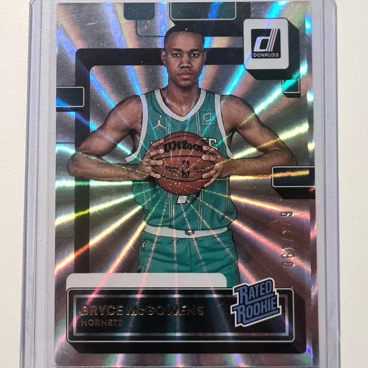 Bryce McGowens 2022-23 Panini Donruss rated rookie laser holo 061/149 numbered  #242 NBA Basketball Charlotte Hornets Mint sleeved