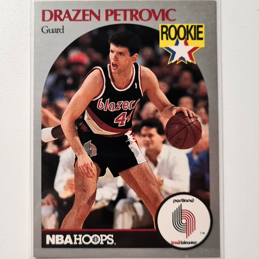 Drazen Petrovic 1990 Rookie RC NBA Hoops  #248 NBA Basketball Portland Trail Blazers stunning sleeved