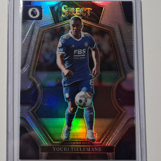 Youri Tielemans 2022-23 Panini Prizm silver mezzaine refractor premier league #162 Soccer Leicester City Excellent/Mint sleeved