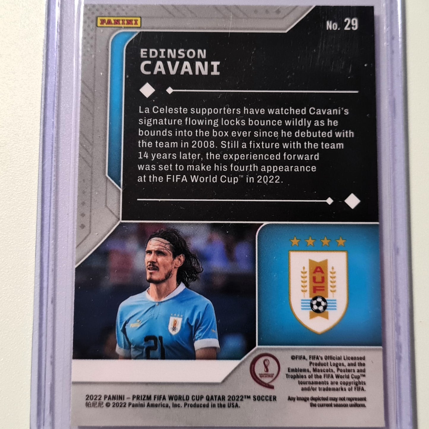 Edinson Cavani 2022 Panini Prizm fifa world cup Qatar 2022 Soccer Argentina Excellent/Mint sleeved