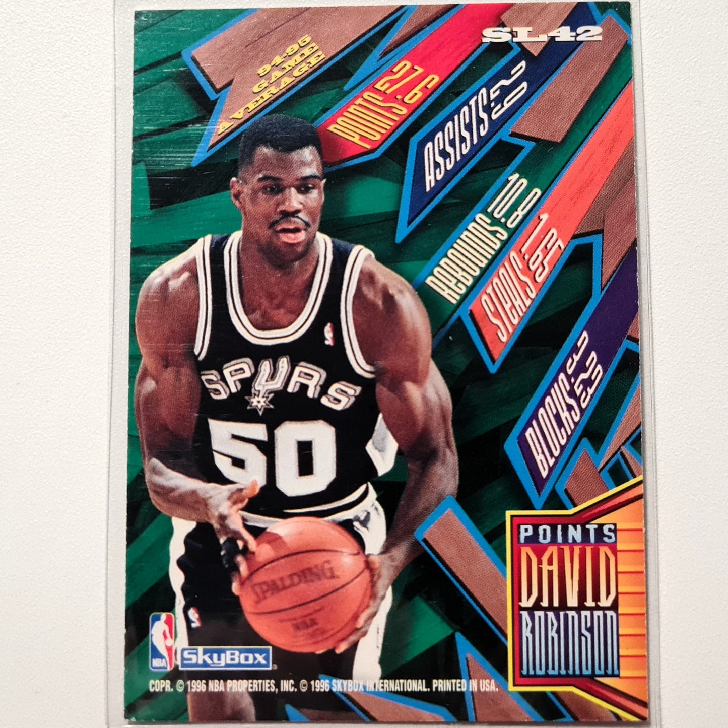 David Robinson 1996 Skybox Slamland insert SL42 NBA Basketball San Antonio Spurs Very good-Excellent sleeved