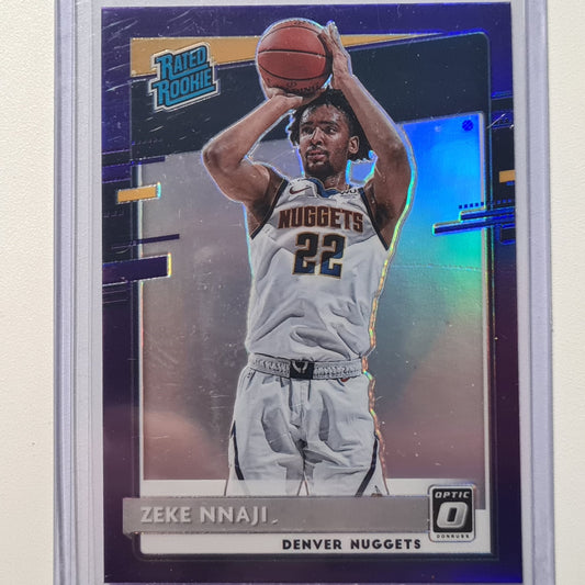 Zeke Nnaji  2020-21 Panini Donruss Optic blue Prizm refractor #172 NBA Basketball Denver Nuggets Mint sleeved