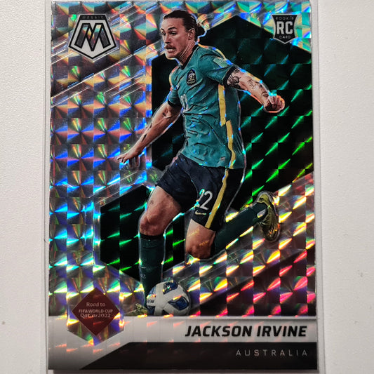 Jackson Irvine 2021-22 Panini Mosaic Fifa road to world cup Prizm #147 soccer Australia Excellent/Mint sleeved