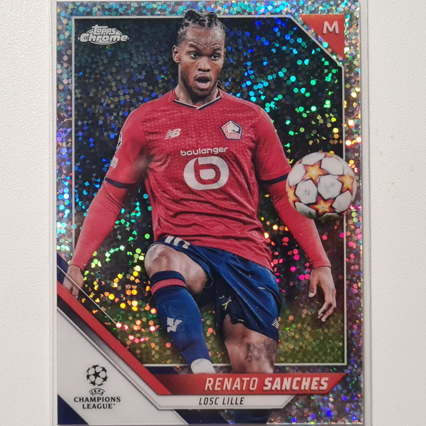 Renato Sanches 2022 Topps Chrome Champions League speckled holo #124 Soccer Losc Lille mint sleeved