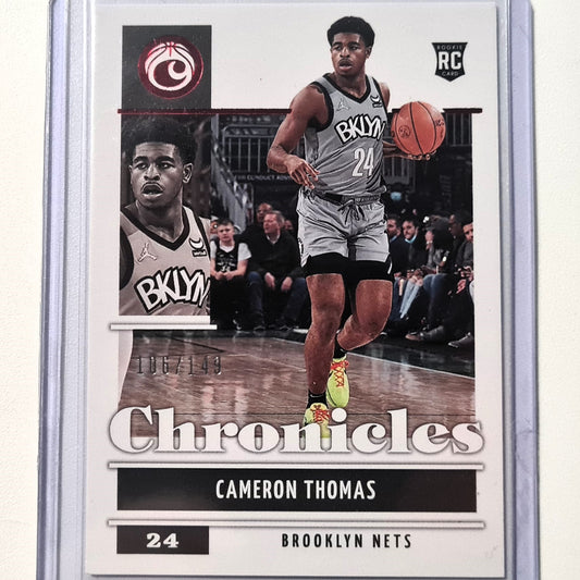 Cameron Thomas 2021-22 Panini Chronicles red 106/149 Numbered Rookie RC #38 NBA Basketball  Brooklyn Nets Very good sleeved