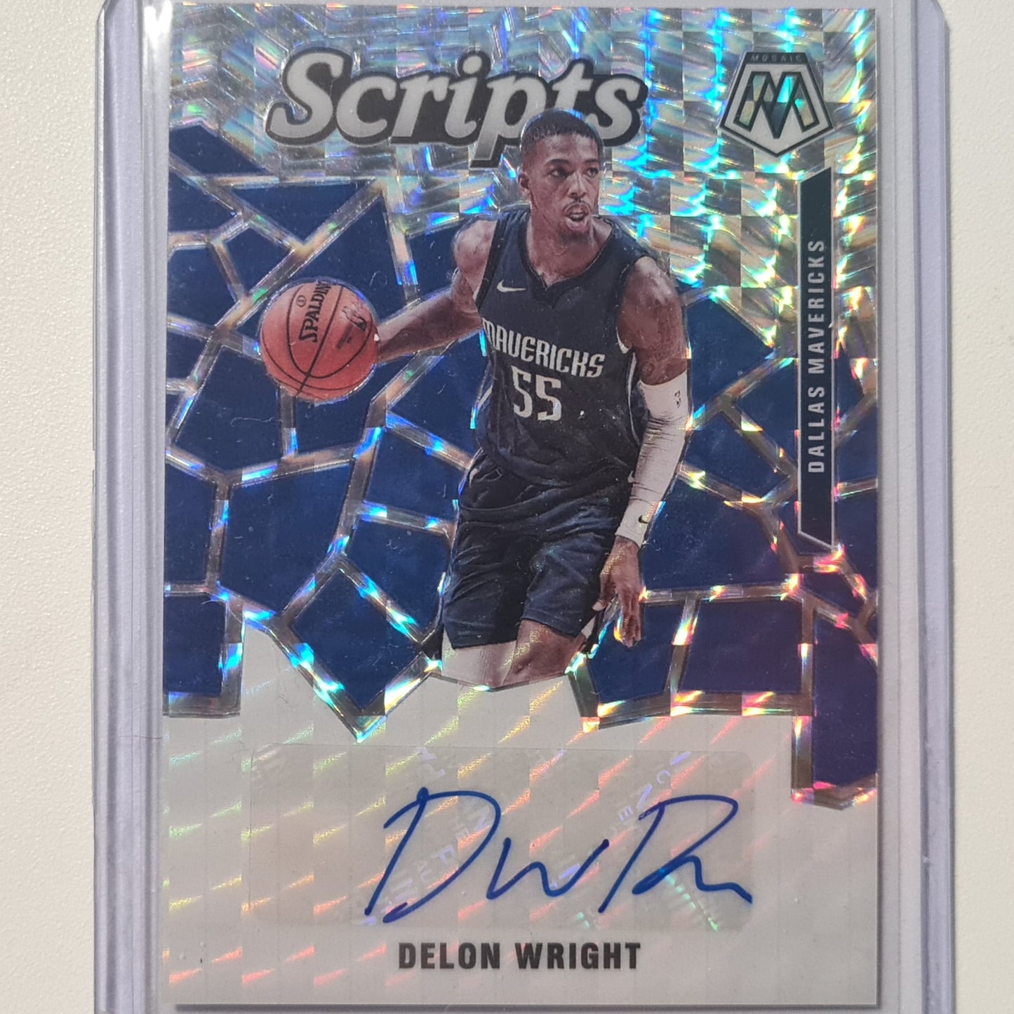 Delon Wright 2019-20 Panini Mosaic Scripts Auto SC-DWT NBA Basketball Dallas Mavericks Hervorragende Ärmel