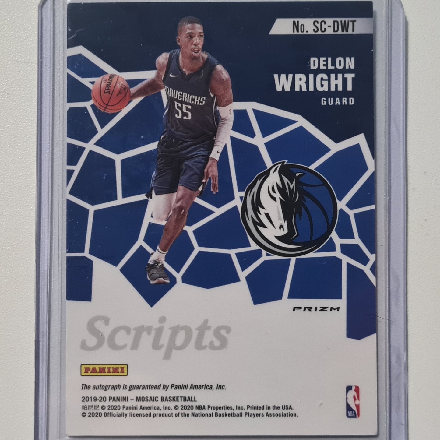 Delon Wright 2019-20 Panini Mosaic Scripts Auto SC-DWT NBA Basketball Dallas Mavericks Hervorragende Ärmel