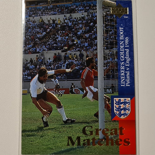 Gary Lineker 1997 Upper Deck England Soccer Great Matches golden boot 1986 #51  England World cup Good sleeved