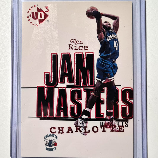 Glen Rice 1997 Upper Deck UD3 Jam Masters #8 NBA Basketball Charlotte Hornets Ausgezeichnete Ärmel