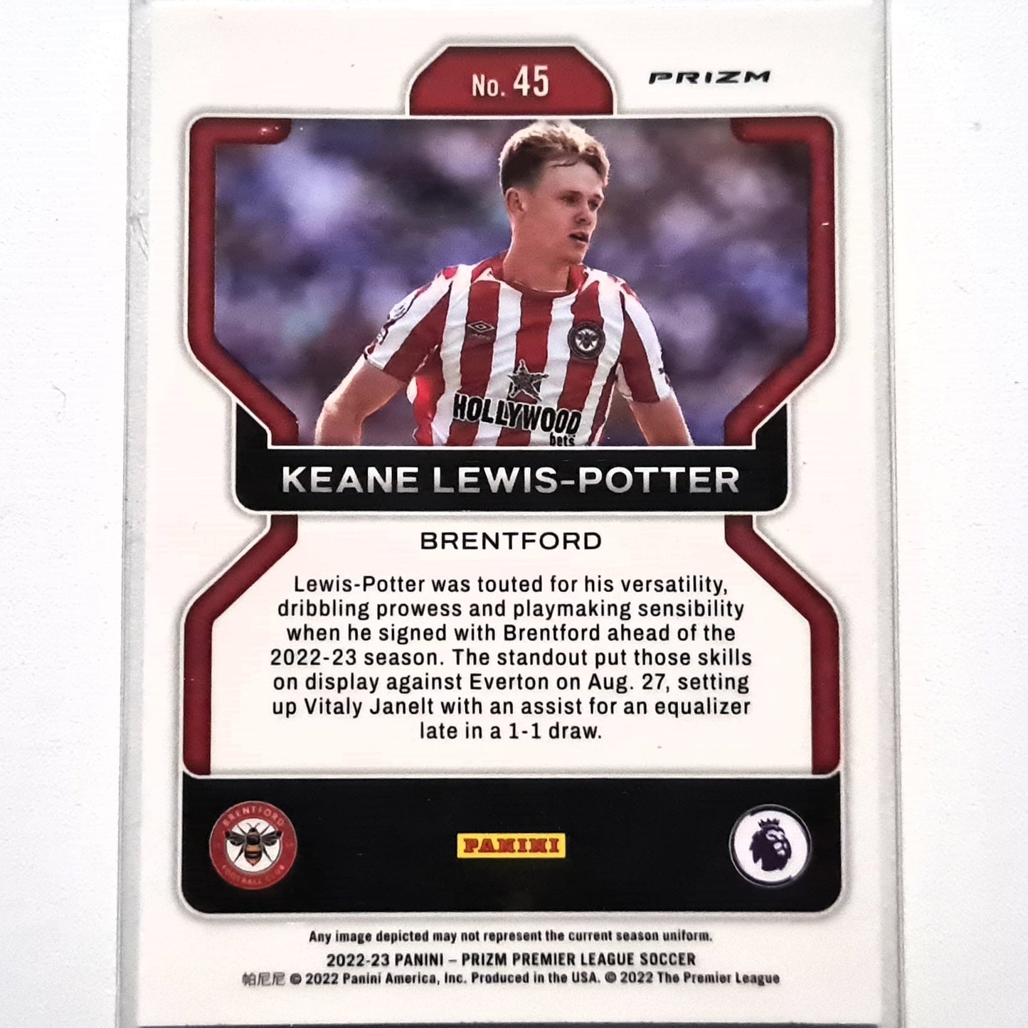 Keane Lewis-Potter 2022-23 Panini Prizm Premier League Prizm Rookie RC mojo multicoloured #45 Football Soccer Brentford Mint Sleeved