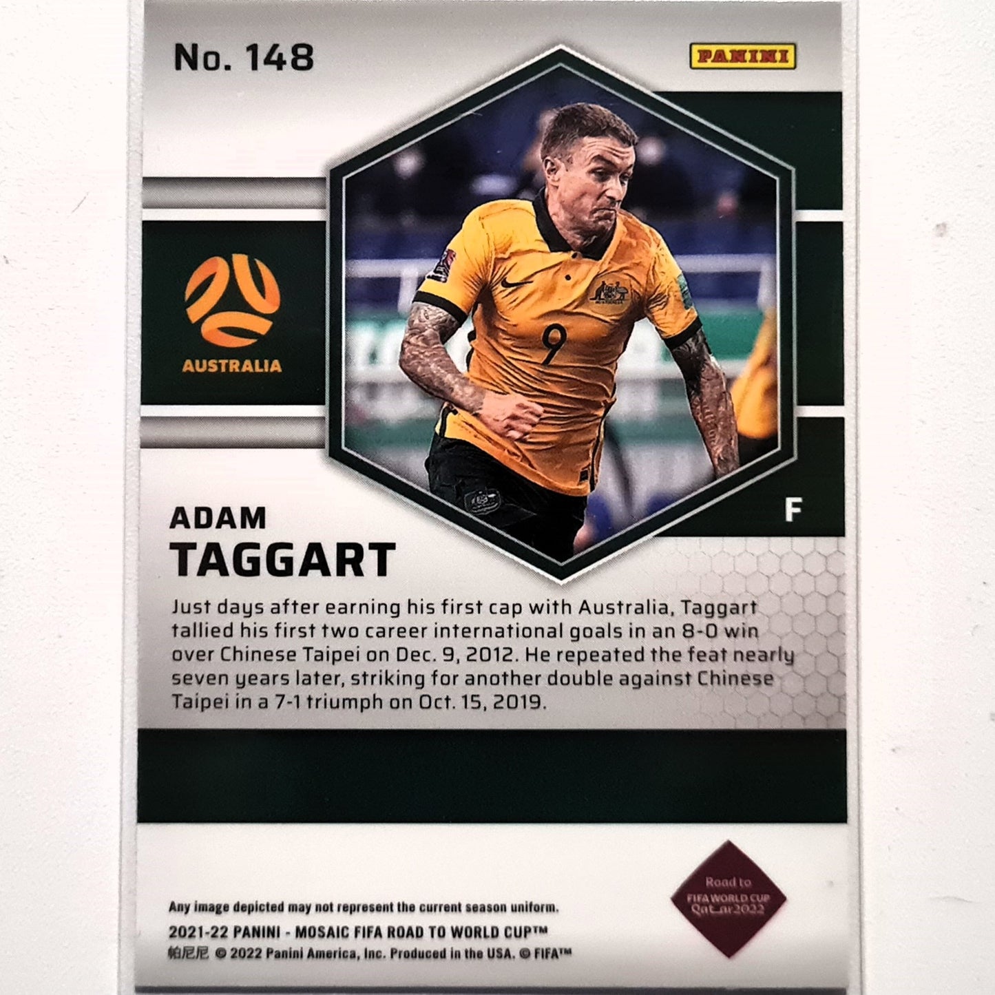 Adam Taggart 2022-23 Panini Mosaic Fifa road to the world cup Prizm Rookie RC #148 Soccer Australia Excellent-Mint Sleeved