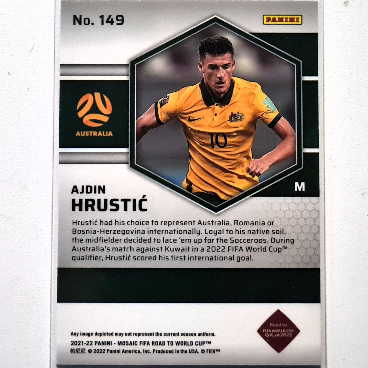 Ajdin Hrustic 2022-23 Panini Mosaic Fifa road to the world cup Prizm Rookie RC #149 Soccer Australia Excellent-Mint Sleeved