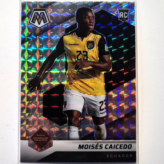 Moises Caicedo 2022-23 Panini Mosaic Fifa road to the world cup Prizm Rookie RC #78 Soccer Ecuador Excellent-Mint Sleeved