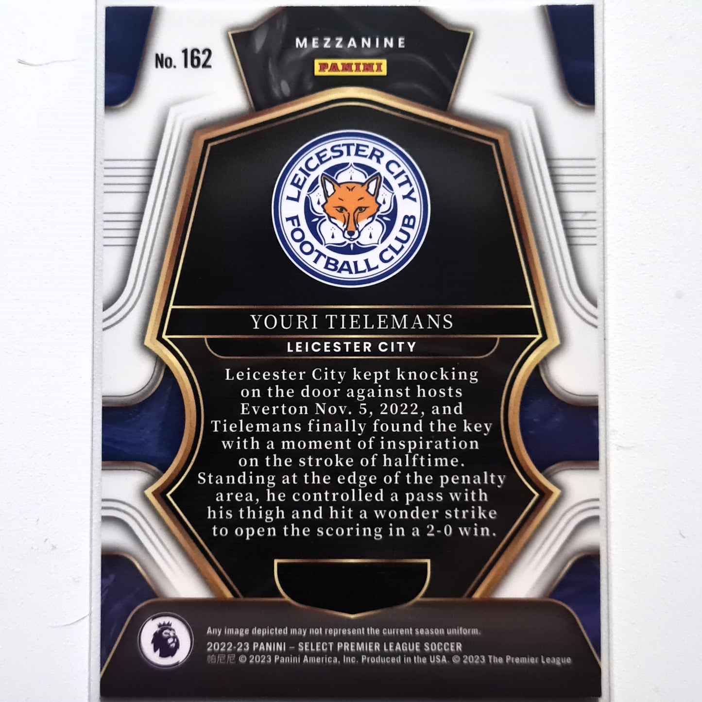 Youri Tielemans 2022-23 Panini Select Premier Mezzanine #162 Soccer Leicester City Excellent-Mint Sleeved