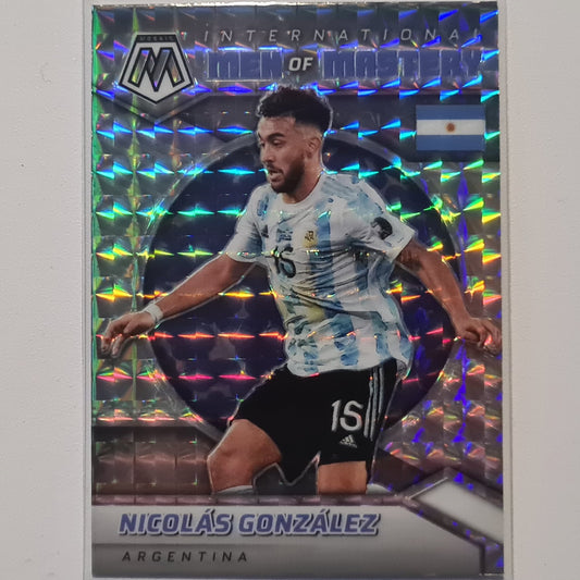 Nicolas Gonzalez 2021-22 Panini Mosaic FIFA road to world cup Men of Mastery Prizm #4 Soccer Argentina Mint Sleeved