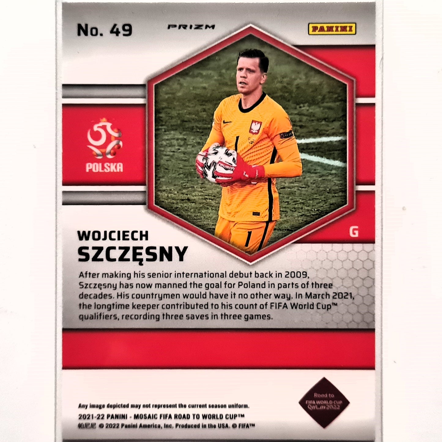 Wojciech Szczesny 2021-22 Panini Mosaic fifa road to world cup Prizm #49 Soccer Poland Mint Sleeved