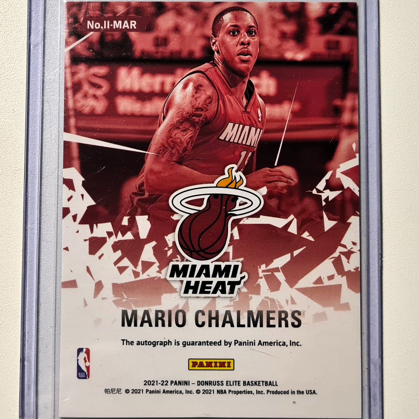 Mario Chalmers 2021-22 Panini Donruss Elite Auto NO 11-MAR Basketball Miami Heat Excellent Sleeved