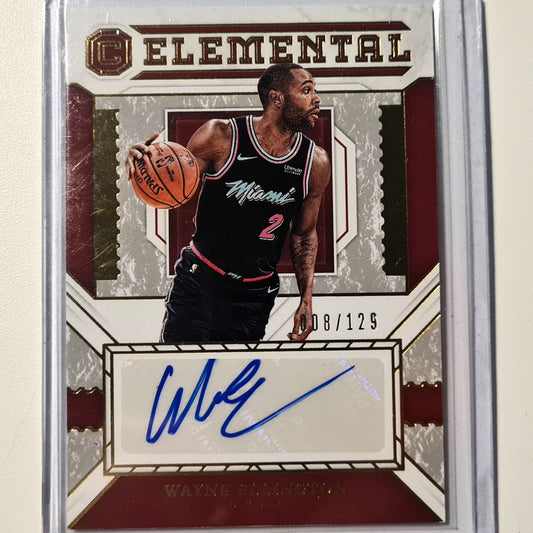 Wayne Ellington 2018-19 Panini elemental Signatures Series 008/129 Auto ES-WEL NBA Basketball Miami Heat Excellent Sleeved