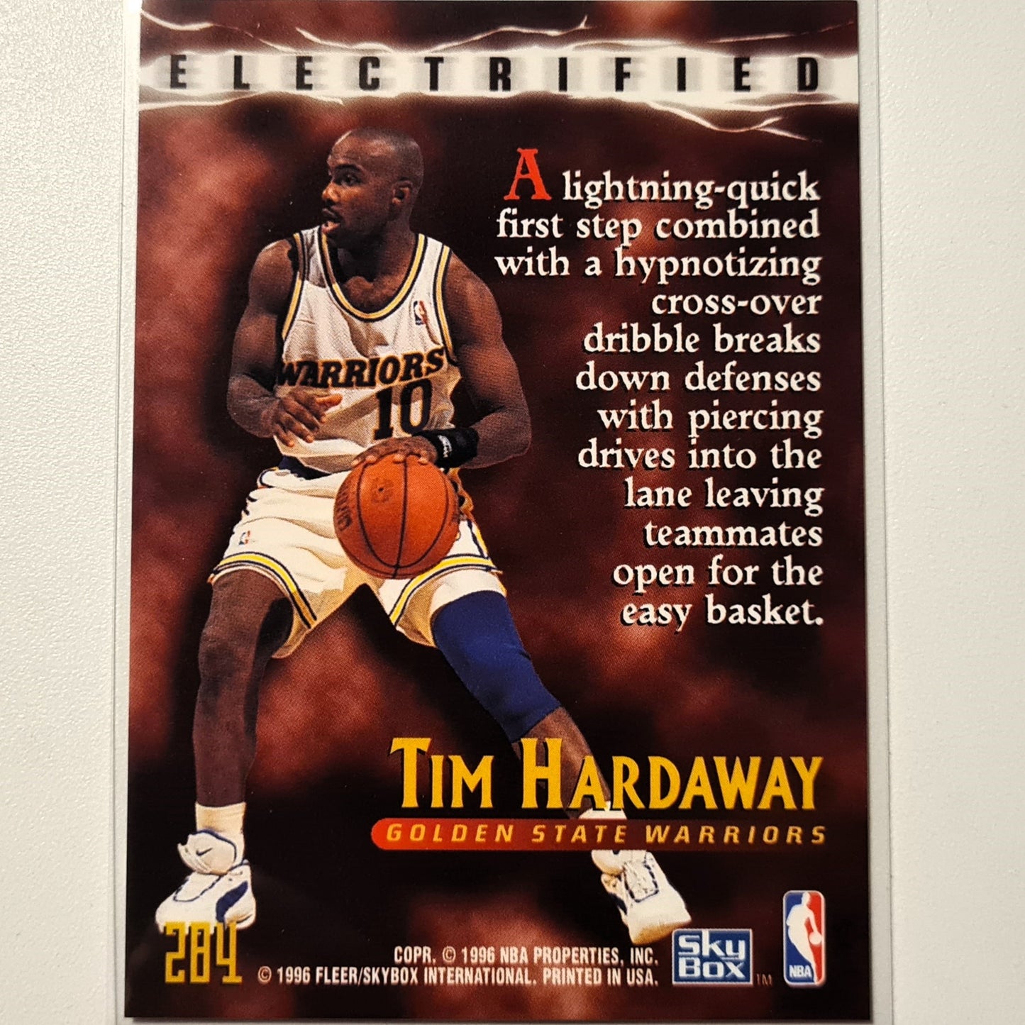 Tim Hardaway 1996 Skybox Electrified Einsatz #284 NBA Basketball Golden State Warriors Excellent Sleeved