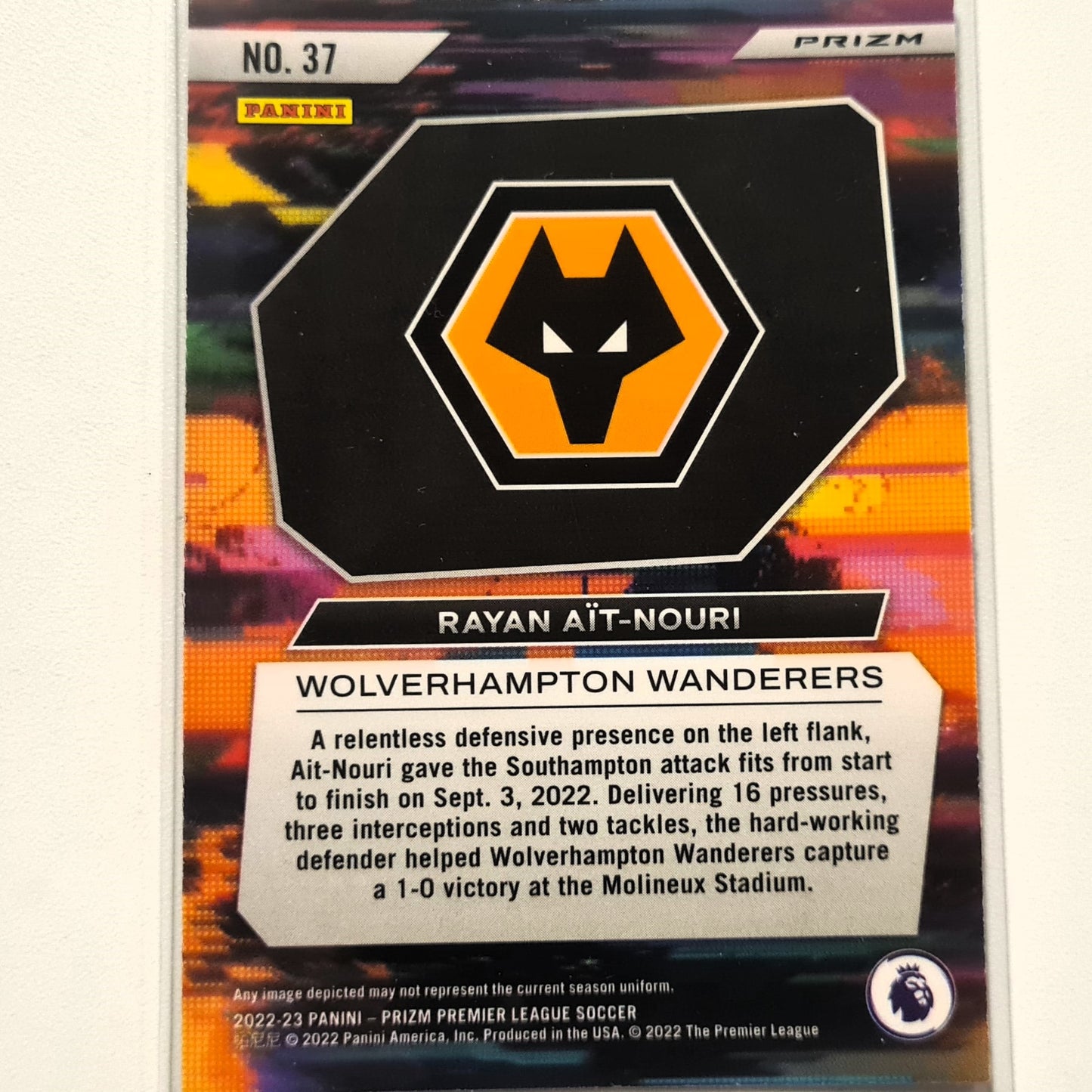 Rayan Ait-Nouri 2022-23 Panini Prizm Premier League Instant Impact #37 Soccer Football Wolverhampton Wanderers Excellent-Mint Sleeved