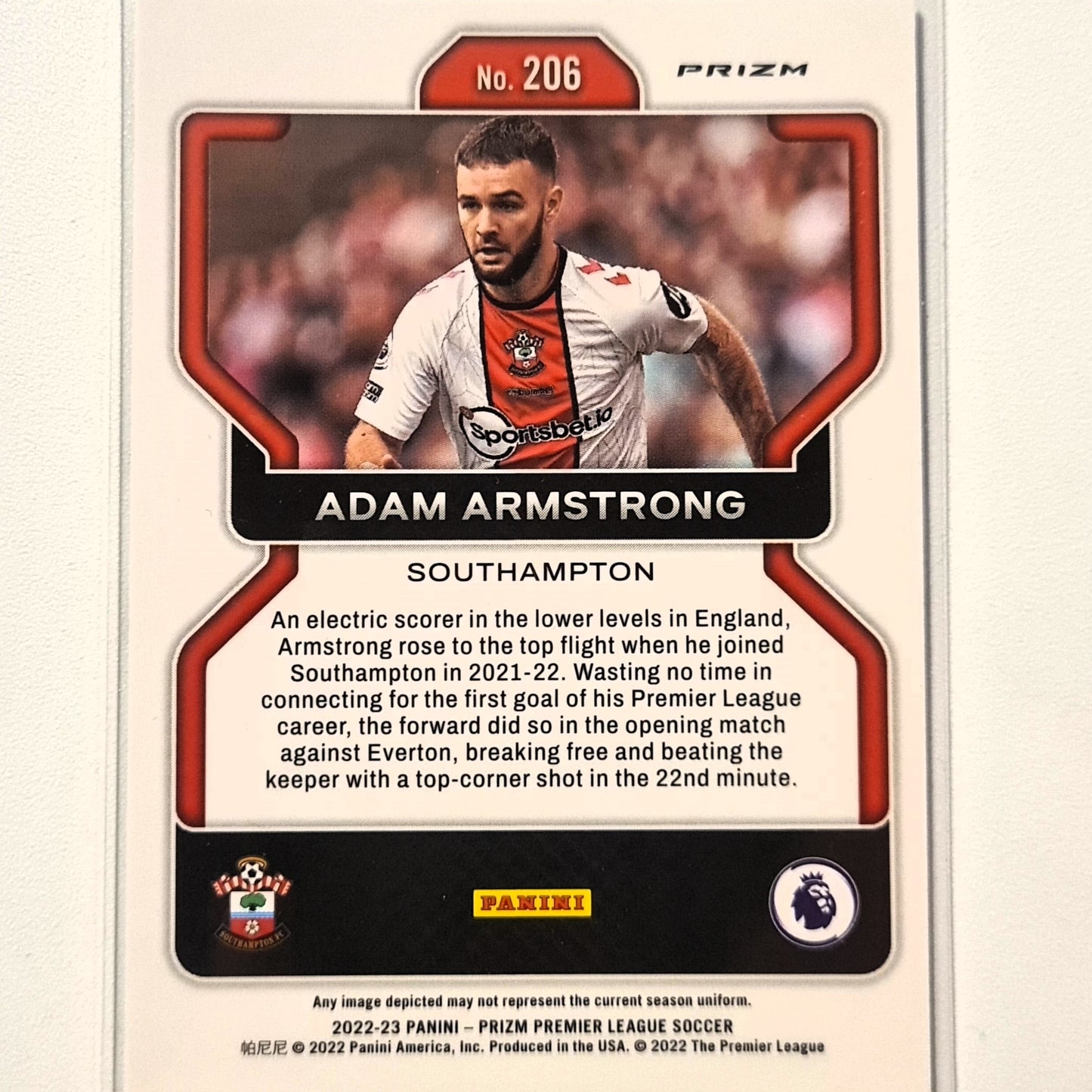 Adam Armstrong 2022-23 Panini Prizm Premier League refractor #206 Soccer Football Southampton Excellent-Mint Sleeved