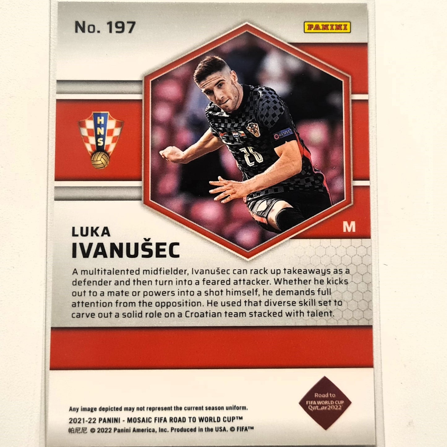 Luka Ivanusec 2021-22 Panini Mosaik Fifa Weg zur Weltmeisterschaft Rookie RC #197 Fußball Kroatien Excellent-Mint Sleeved