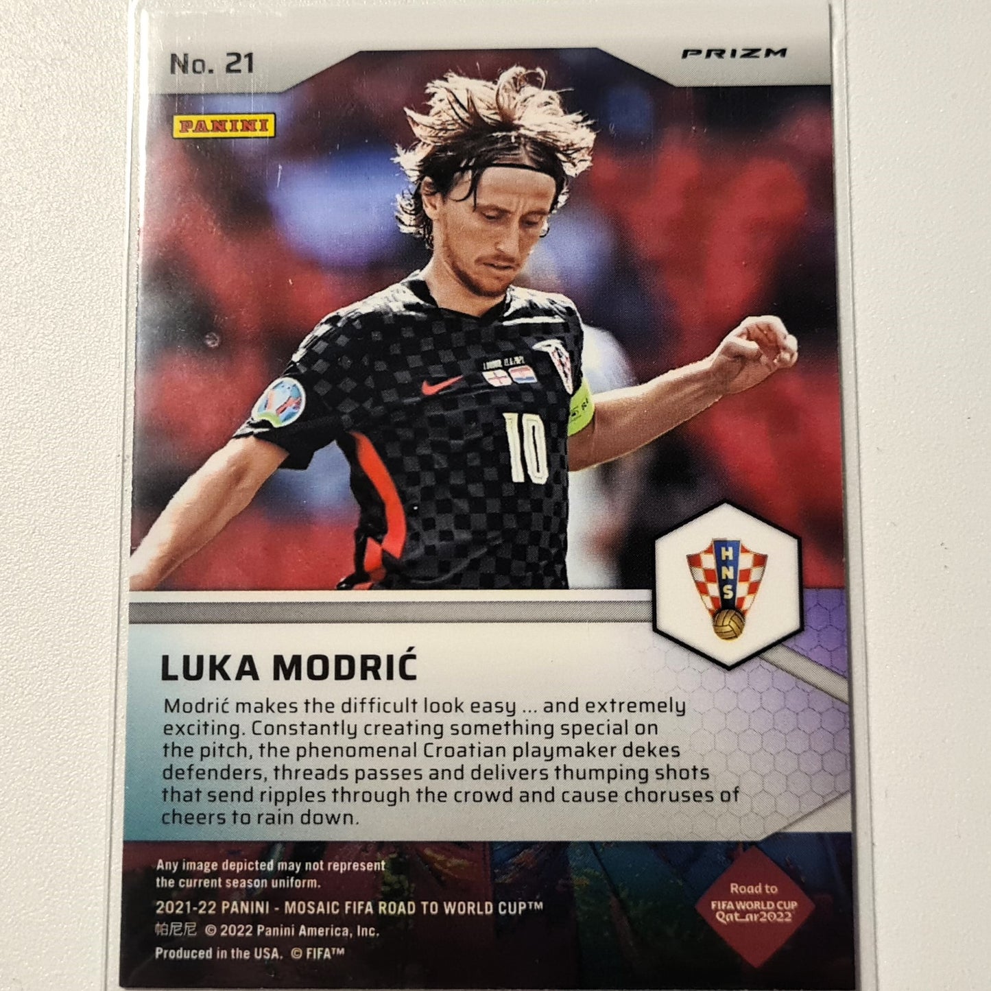 Luka Modric 2021-22 Panini Mosaik Prizm Einsatz Fifa Weg zur Weltmeisterschaft #21 Fußball Fußball Kroatien ausgezeichnet-Mint Sleeved