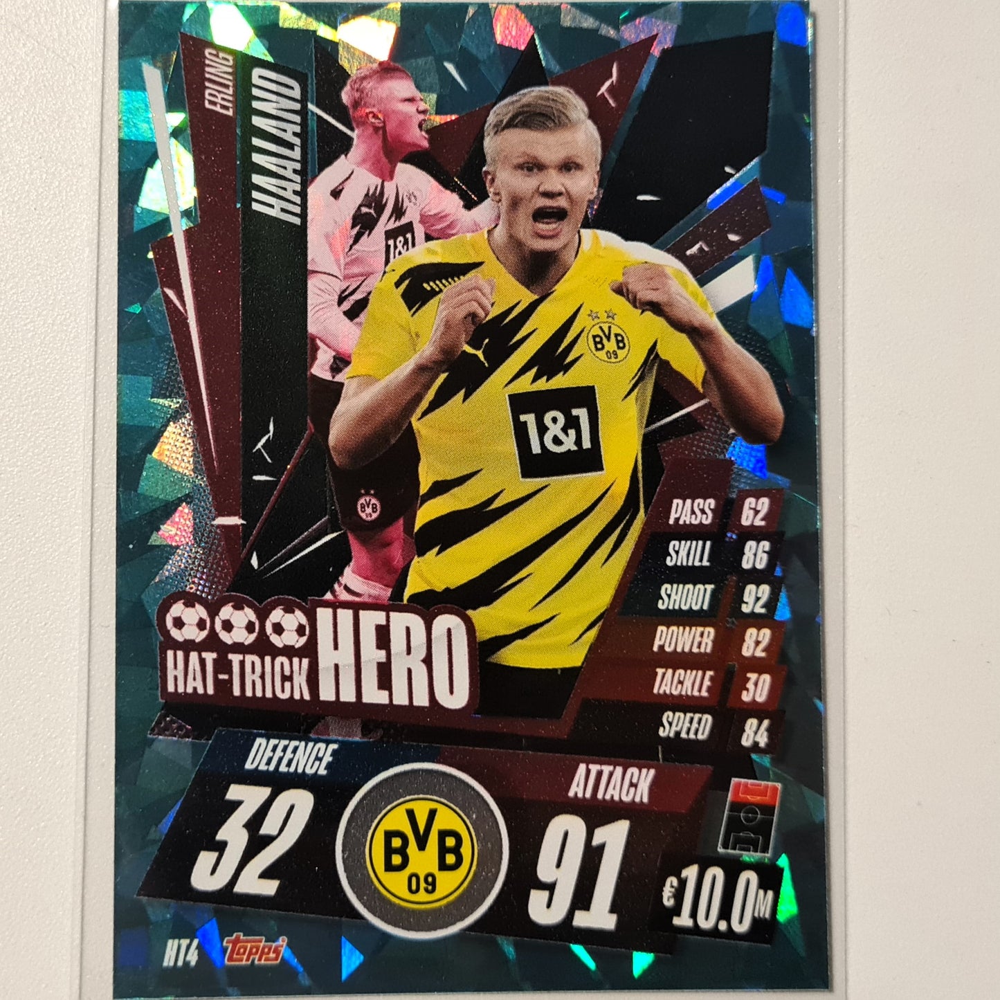 Erling Haaland 2020-21 Topps match attax Man of the match HT4 Soccer Football Borussia Dortmund Excellent-Mint sleeved