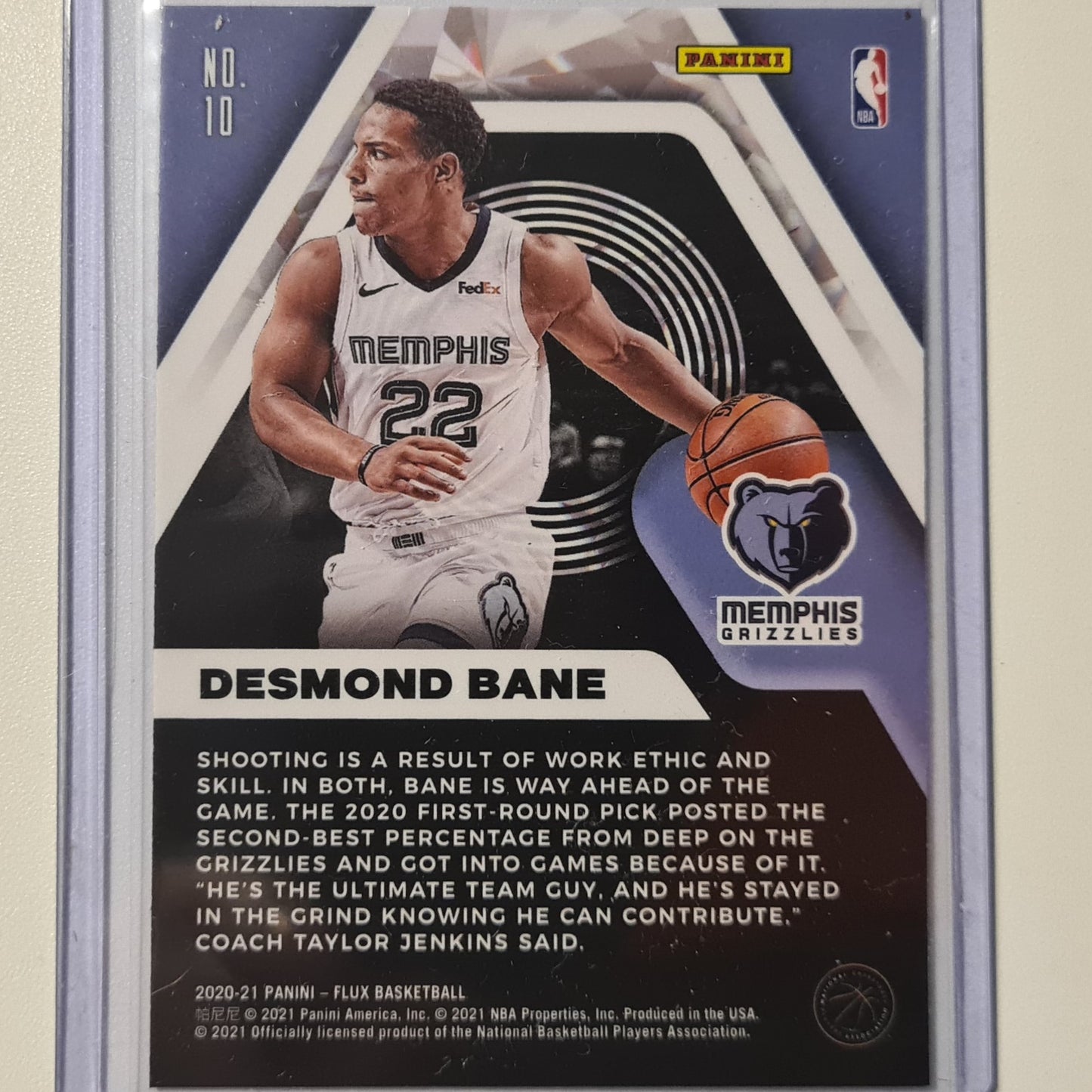 Desmond Bane 2020-21 Panini Flux Influx Rookie RC #10 NBA Basketball Memphis Grizzlies Mint sleeved