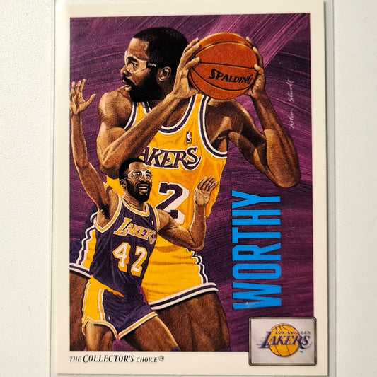 James Worthy 1991 Upper-Deck illustrated Alan Studt artwork #85 NBA Basketball LA Lakers Excellent-Mint Sleeved