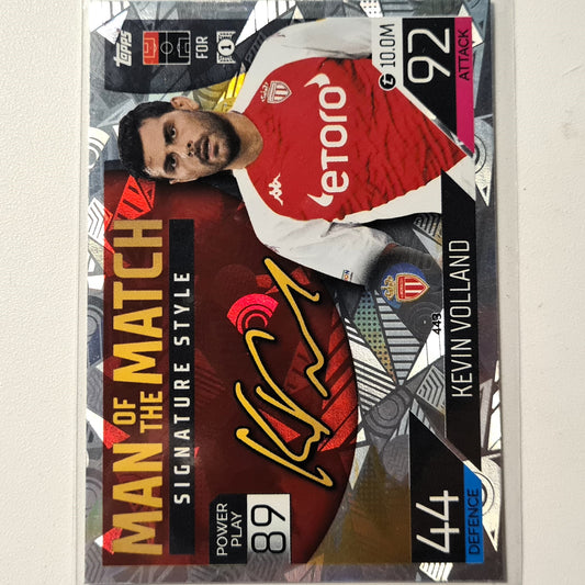 Kevin Volland 2022-23 Topps Match Attax Man of the Match signature style 443 Soccer Football AS Monaco FC Sleeved