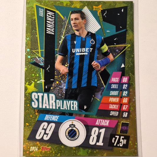 Hans Vanaken 2021-22 Topps Match Attax Starspieler SP14 Fußball Fußballverein Brügge sehr gut Ärmellos